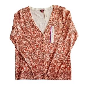 Merona V-Neck Womens  Multicolor Button Sweater Long Sleeve Size XL.  RN#17730